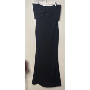 Lulus Coveted Glamour Black Strapless Bow Mermaid Maxi Dress Women Size Large